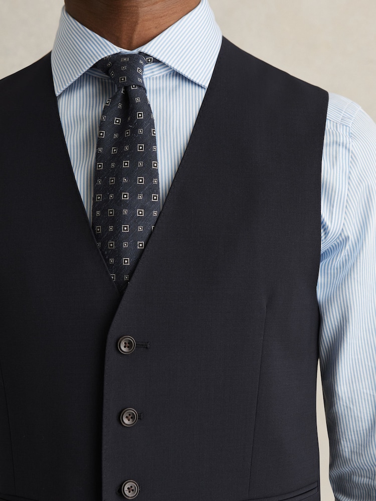 Reiss Navy Promise Wool-Blend Slim-Fit Waistcoat - Image 4 of 7
