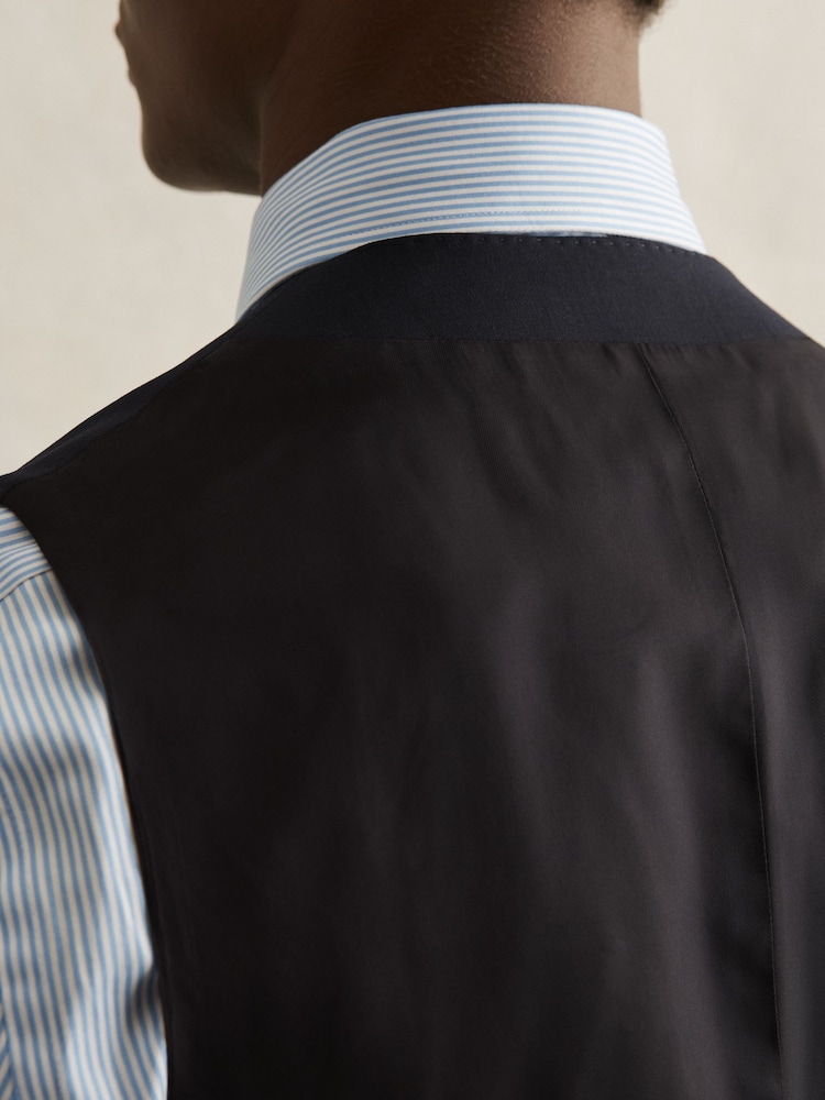 Reiss Navy Promise Wool-Blend Slim-Fit Waistcoat - Image 5 of 7