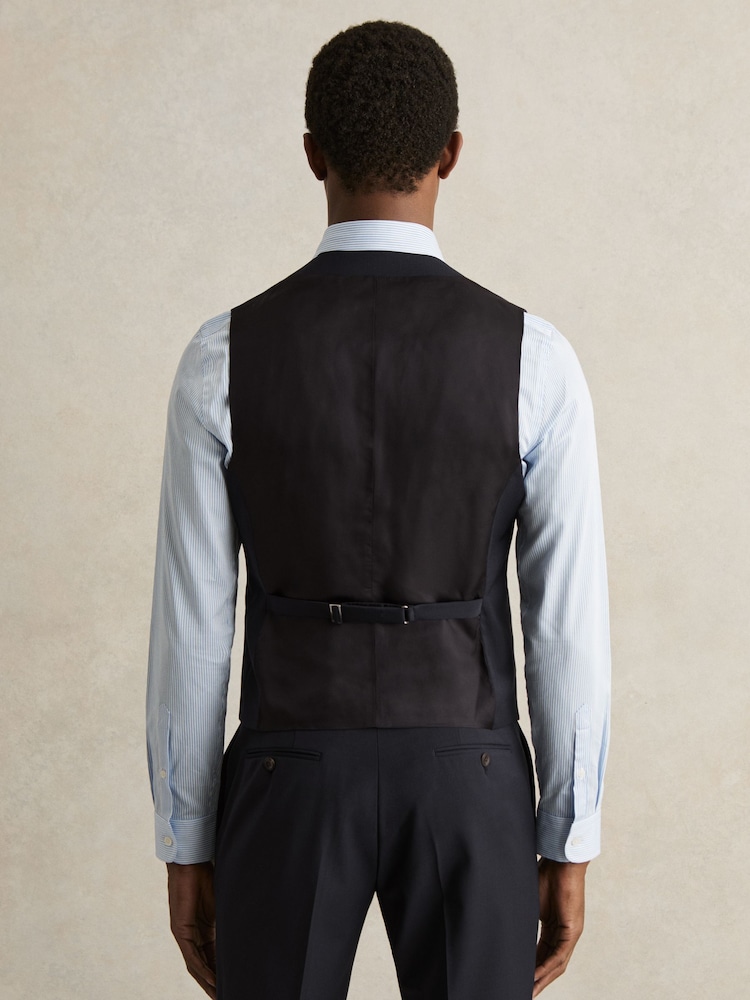 Reiss Navy Promise Wool-Blend Slim-Fit Waistcoat - Image 6 of 7