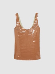 Reiss Tan Isabelle Atelier Laser-Cut Vest Top - Image 2 of 6