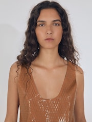 Reiss Tan Isabelle Atelier Laser-Cut Vest Top - Image 3 of 6