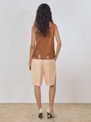 Reiss Tan Isabelle Atelier Laser-Cut Vest Top - Image 5 of 6