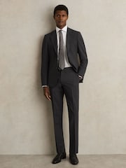 Reiss Grey Promise Slim-Fit Wool-Blend Suit Trousers - Image 1 of 6