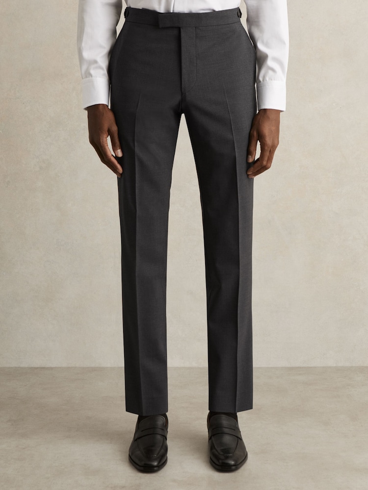 Reiss Grey Promise Slim-Fit Wool-Blend Suit Trousers - Image 3 of 6