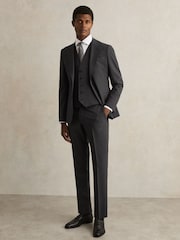 Reiss Grey Promise Wool-Blend Slim-Fit Waistcoat - Image 3 of 5