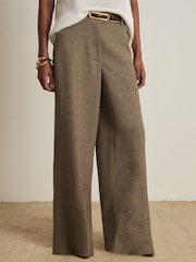 Reiss Grey Lina Atelier Wide-Leg Suit Trousers With Linen - Image 3 of 7