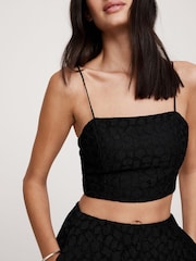 Banana Republic Black Strappy Geo Lace Cropped Top - Image 1 of 4