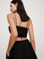 Banana Republic Black Strappy Geo Lace Cropped Top - Image 2 of 4