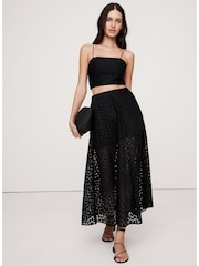 Banana Republic Black Strappy Geo Lace Cropped Top - Image 3 of 4