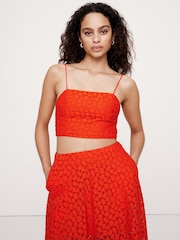 Banana Republic Orange Strappy Geo Lace Cropped Top - Image 1 of 1