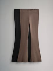 The Set Black/Brown 2 Pack Ribbed Flare Leg Trousers - Image 1 of 5
