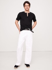 Banana Republic Black Slim Soft Wash Henley T-Shirt - Image 1 of 1