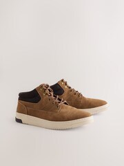 Tan Brown Knitted Collar Ankle Boots - Image 1 of 5