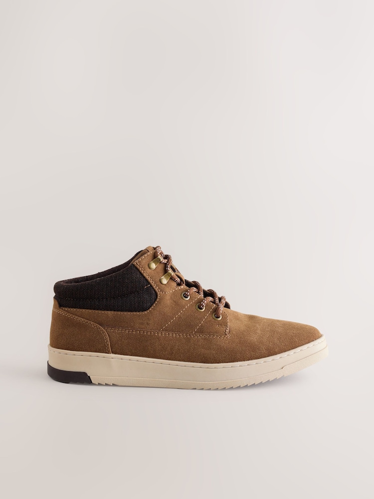 Tan Brown Knitted Collar Ankle Boots - Image 2 of 5