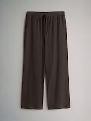 The Set Black/Chocolate Brown 2 Pack Ribbed Jersey Wide Leg Trousers - Image 2 of 5