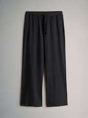 The Set Black/Chocolate Brown 2 Pack Ribbed Jersey Wide Leg Trousers - Image 3 of 5