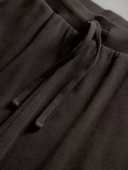 The Set Black/Chocolate Brown 2 Pack Ribbed Jersey Wide Leg Trousers - Image 5 of 5