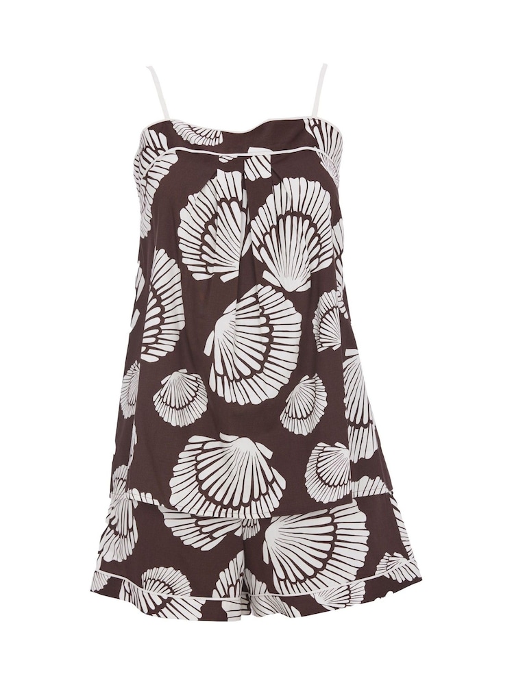 Bruin - Fable and Eve pyjamaset met bandjes cami en short - Image 4 of 4