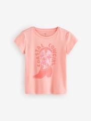 Gap Pink Cowgirl Boot Short Sleeve Crew Neck Graphic T-Shirt (4-13yrs) - Image 1 of 4