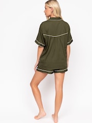 Fable and Eve Green Short Sleeve Pyjama Shorts Set - Image 3 of 4