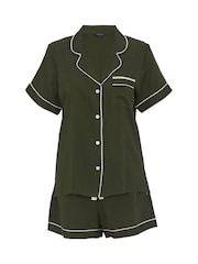 Fable and Eve Green Short Sleeve Pyjama Shorts Set - Image 4 of 4
