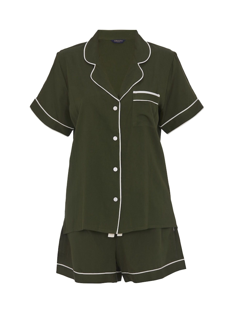 Fable and Eve Green Short Sleeve Pyjama Shorts Set - Image 4 of 4