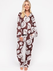 Fable and Eve Brown Chrome Wide Leg Long Sleeve Pyjama Set - Image 1 of 4