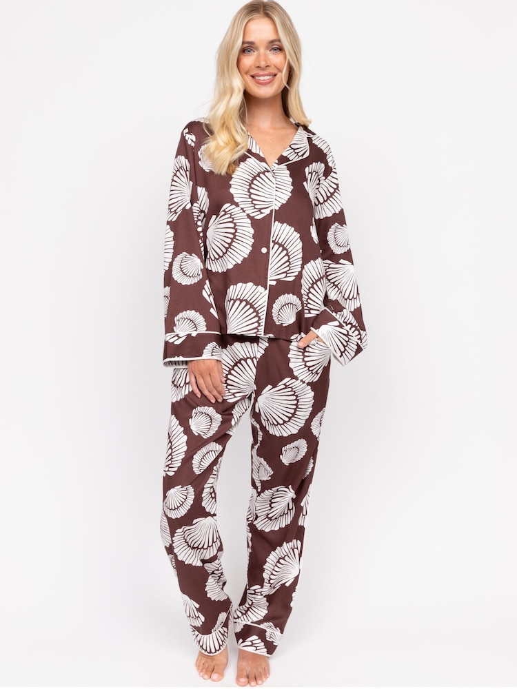 Fable and Eve Brown Chrome Wide Leg Long Sleeve Pyjama Set - Image 1 of 4