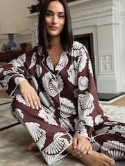 Fable and Eve Brown Chrome Wide Leg Long Sleeve Pyjama Set - Image 3 of 4