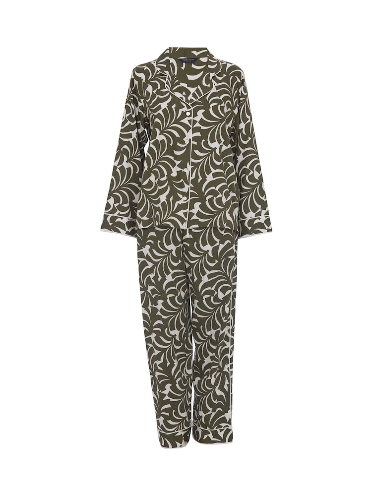 أخضر - بتصميم صواعق برق - Fable and Eve Wide Leg Long Sleeve Pyjama Set - صورة 4 من 4