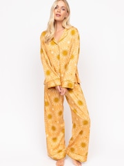 أصفر - Fable and Eve Wide Leg Long Sleeve Pyjama Set - صورة 2 من 4