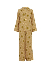 أصفر - Fable and Eve Wide Leg Long Sleeve Pyjama Set - صورة 4 من 4