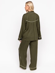 Fable and Eve Green Ground Wide Leg Long Sleeve Pyjama Set - Image 3 of 4