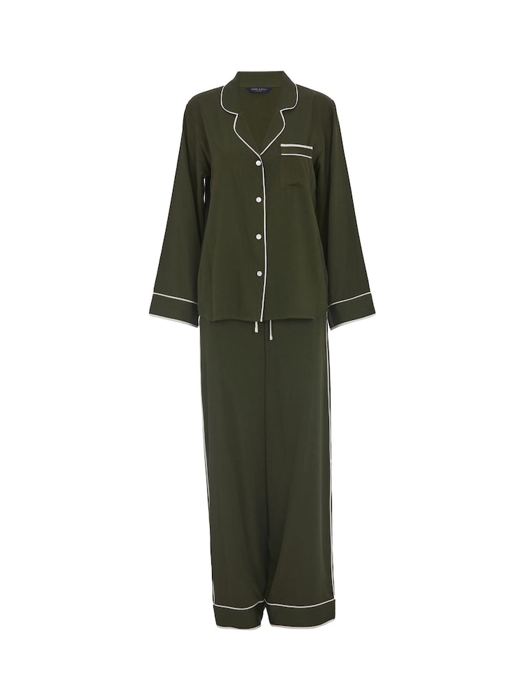 Fable and Eve Green Ground Wide Leg Long Sleeve Pyjama Set - Image 4 of 4