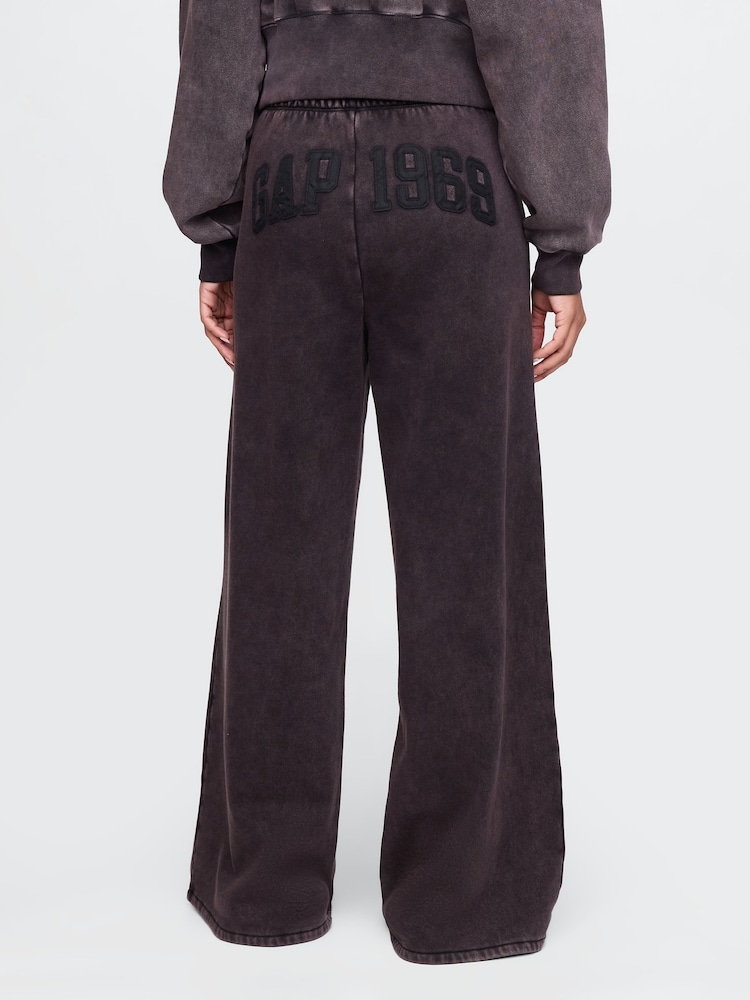 Negro lavado - Pantalones de chándal baggy de pernera ancha suaves vintage de Gap - Imagen 2 de 5