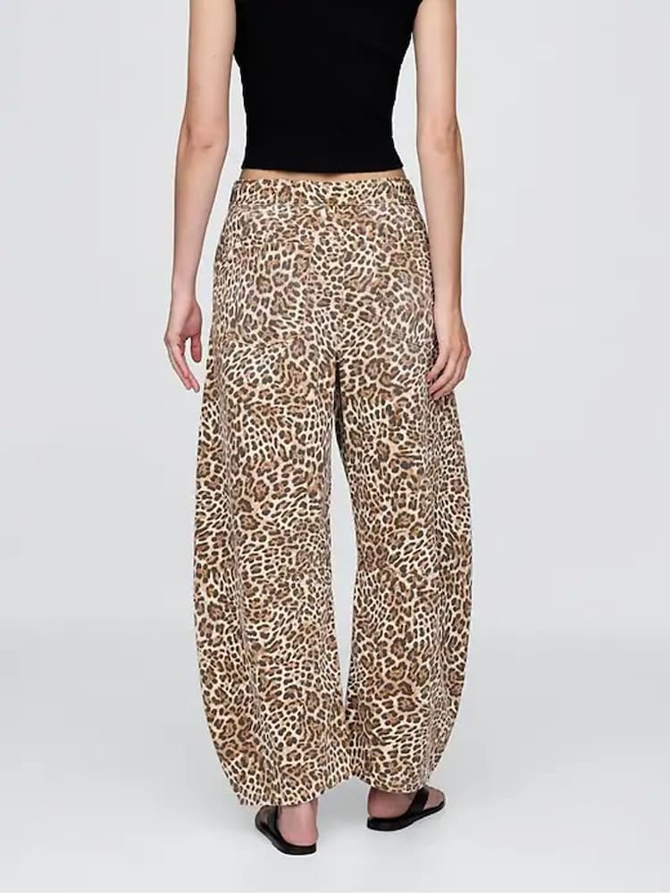Gap Brown Leopard Print Easy High Waisted Horseshoe Jeans - Image 2 of 10 Gap Brown Leopard Print Easy High Waisted Horseshoe Jeans - Image 2 of 10