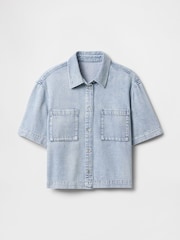 Gap Light Blue UltraSoft Cropped Denim Shirt - Image 5 of 5