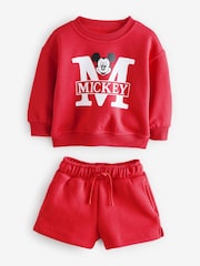 Gap Red Mickey Mouse Disney Vintage Soft Jumper and Shorts Set (6mths-5yrs) - Image 1 of 5