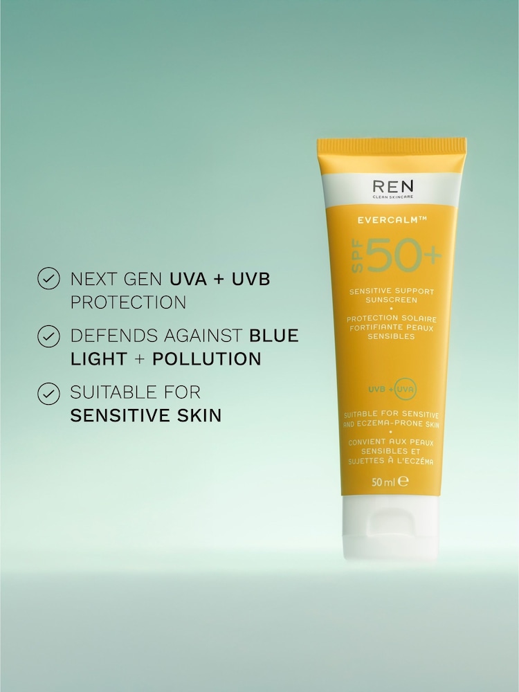 REN Clean Skincare Evercalm Sensitive Support Advanced Sun Cream SPF50 50ml - Image 2 of 5