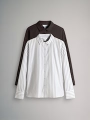 The Set Chocolate Brown/White 3 Pack Shirts - Image 2 of 12