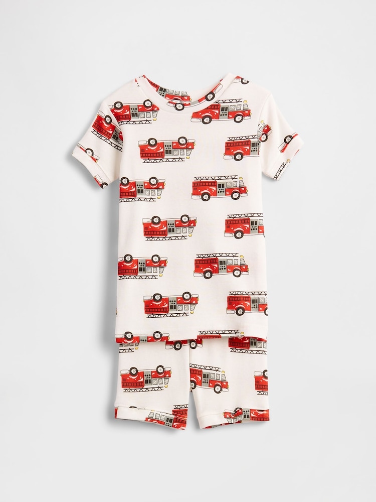 Gap White Fire Truck 100% Cotton Short Pyjamas (6mths-5yrs) - Image 1 of 3 Gap White Fire Truck 100% Cotton Short Pyjamas (6mths-5yrs) - Image 1 of 3