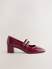 Burgundy Red Forever Comfort® Round Toe Mary Jane Block Heels - Image 1 of 11