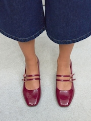 Burgundy Red Forever Comfort® Round Toe Mary Jane Block Heels - Image 2 of 11