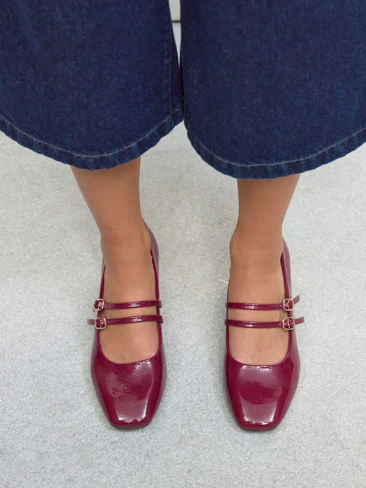 Burgundy Red Forever Comfort® Round Toe Mary Jane Block Heels - Image 2 of 11