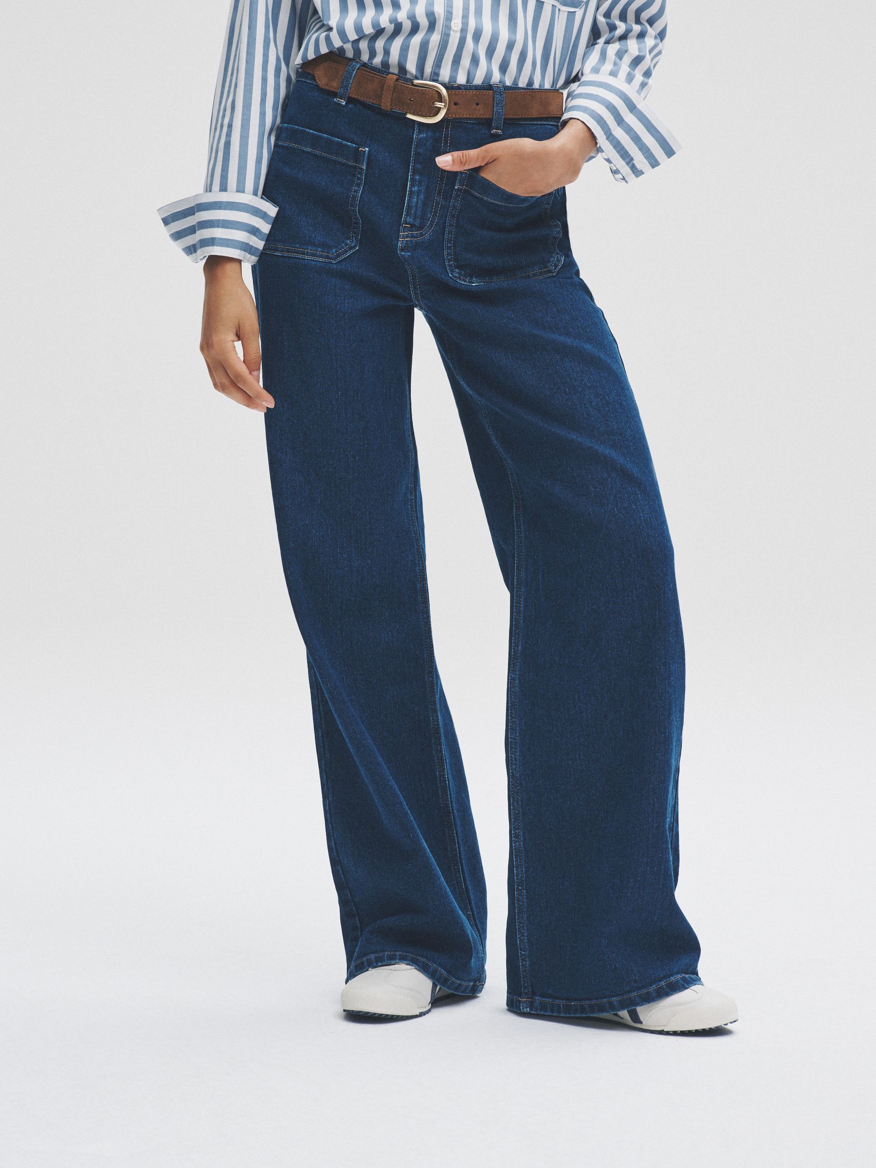 Buy The Set 2 Pack Patch Pocket Wide Leg Jeans Indigo Blue/Black