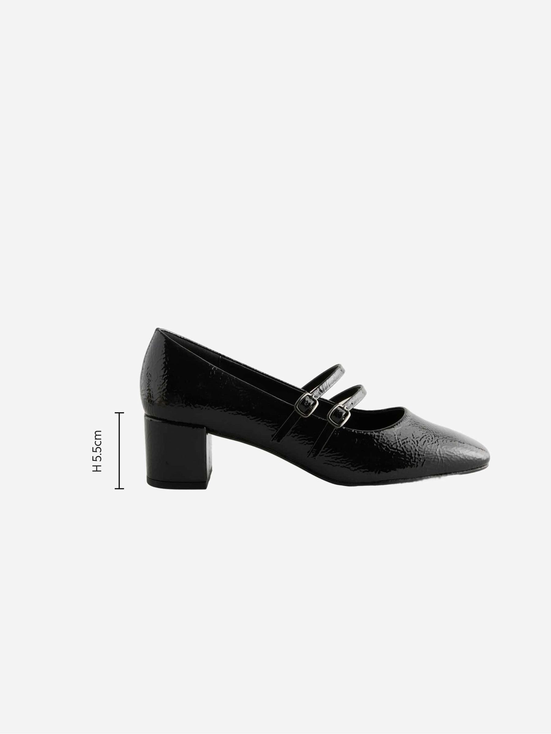 Buy Black Crinkle Forever Comfort® Round Toe Low Block Heel Mary