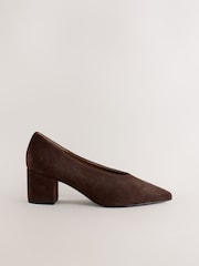 Chocolate Brown Suede Forever Comfort® Pointed Toe Block Court Heels - Image 1 of 5