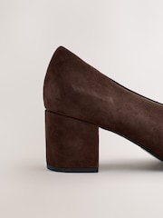 Chocolate Brown Suede Forever Comfort® Pointed Toe Block Court Heels - Image 3 of 5