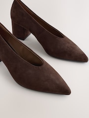 Chocolate Brown Suede Forever Comfort® Pointed Toe Block Court Heels - Image 4 of 5