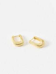 Oliver Bonas Gold Tone Una Etched Oval Hoop Earrings - Image 1 of 4